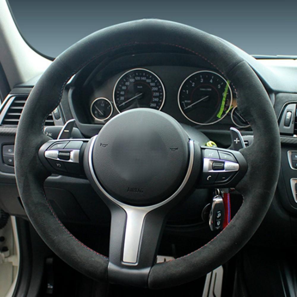Car Steering Wheel Cover Black Suede Leather For Bmw F87 M2 F80 M3 F82 M4 M5 F12 F13 M6 F85 X5 M F86 F33 X6 M F30 M Sport