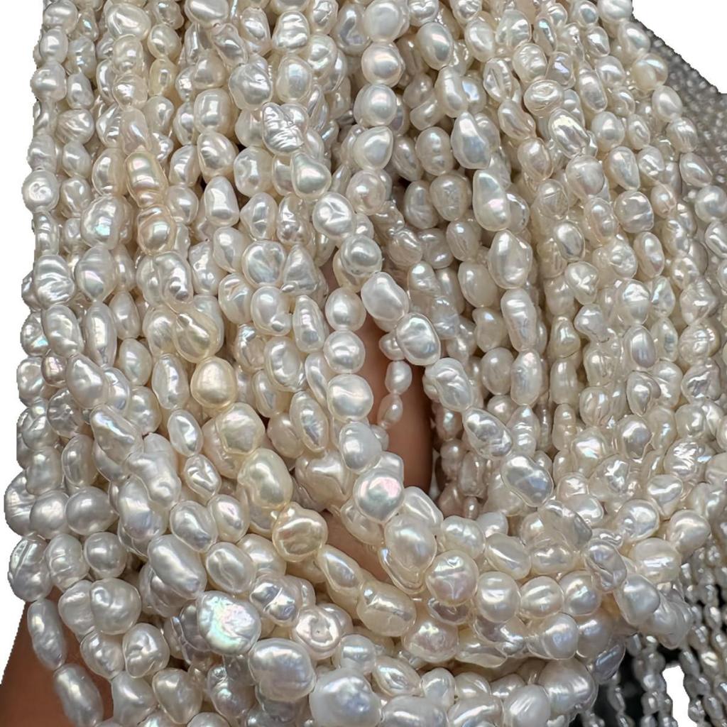 Collier de perles d'eau douce Keshi 5-6 mm avec fil semi-fini baroque irrégulier