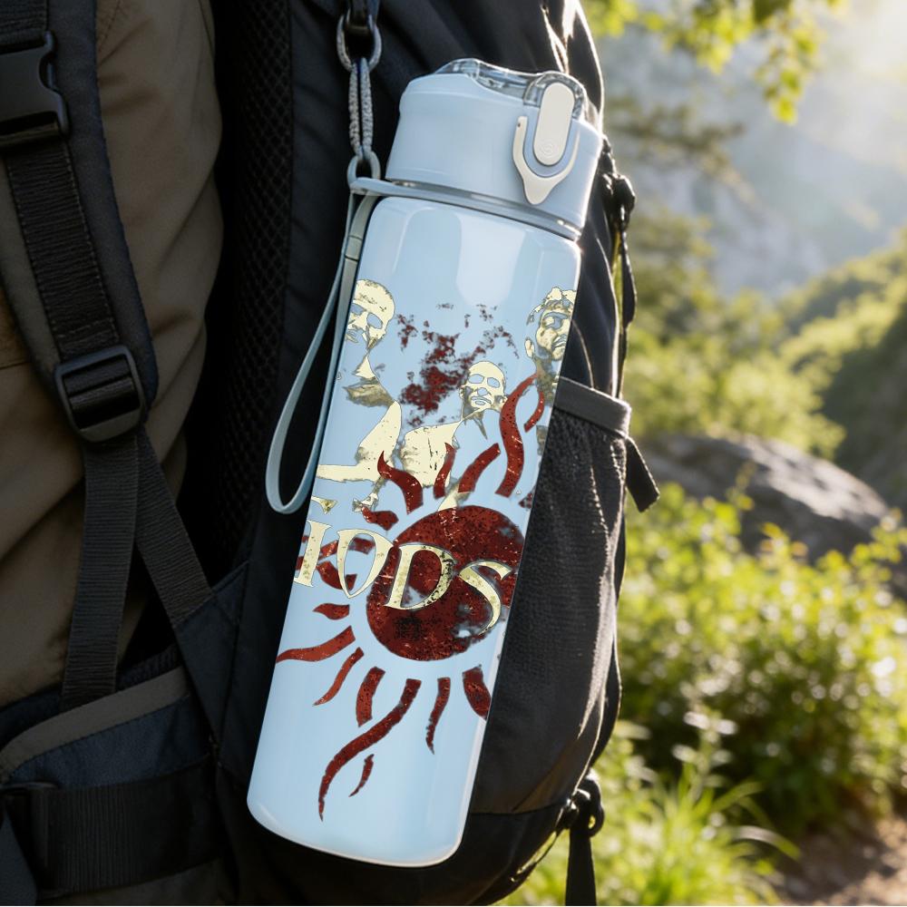 1PC Sun Tribal Boho Retro Text Graphic Print 750ml Portable Sports Water Bottle Leakproof Gym Outdoor Travel Drink Cup