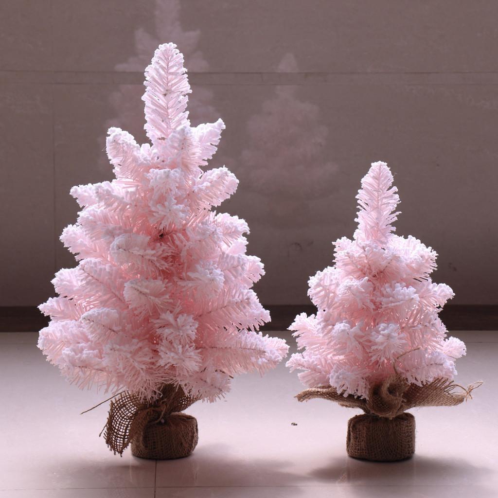 Snow Pointy Pink Spray Mini Christmas Tree Tabletop Window Decoration Decoration