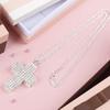 PAGOW Bling Double-Sided Cross Car Accessories for Women - Crystal Diamond Metal Rearview Mirror Pendant - Cute Vehicle Interior Decor