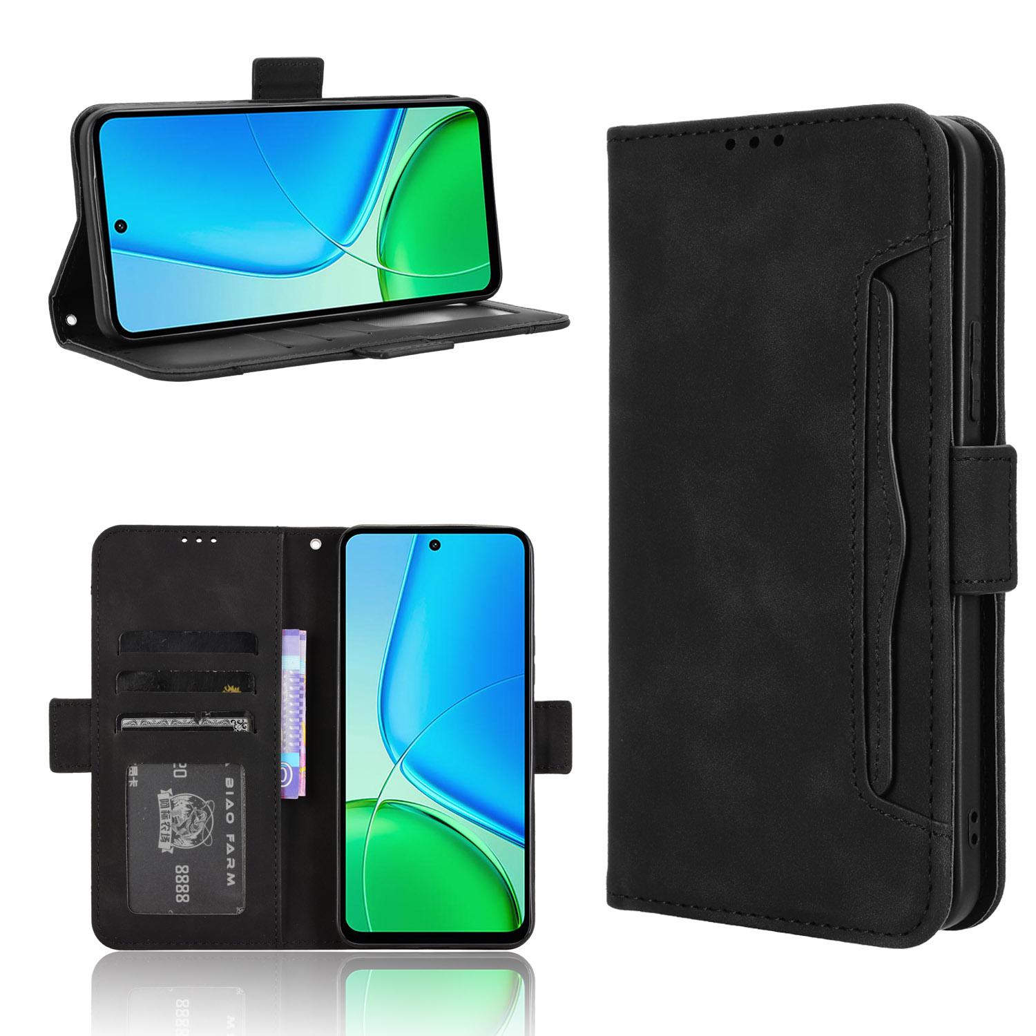 

For vivo Y29 4G Leather Case Phone Wallet Cover with Multiple Card Slots Black