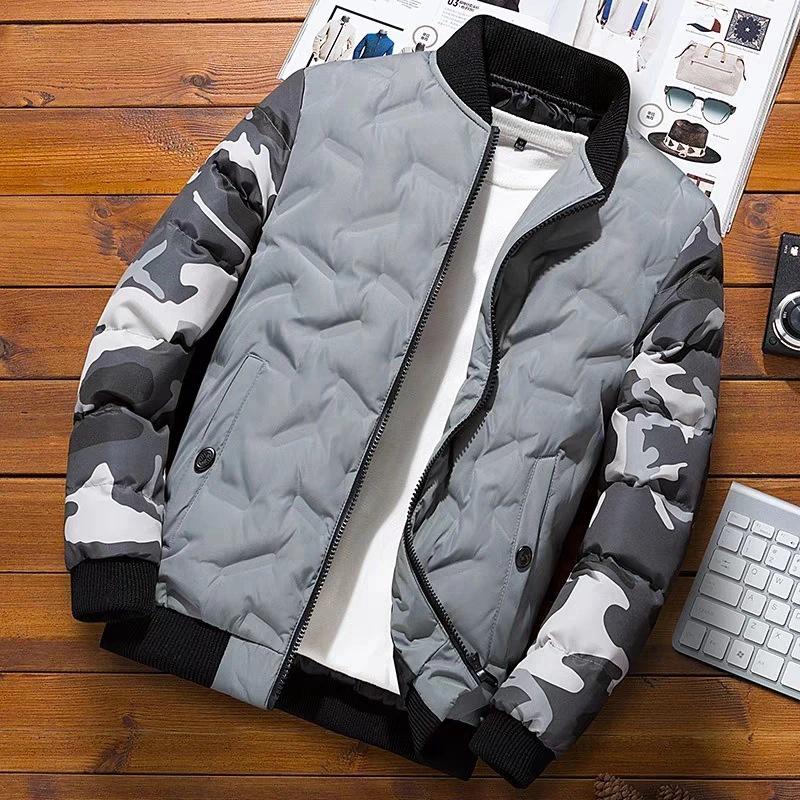 Men's Korean Style Baseball Collar Down Cotton Jacket - Thick Warm Short Casual Fashion Coat