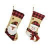 Christmas Stockings 18" Burlap Plaid Fireplace Hanging Stockings 3D Plush Santa Claus/Snowman/Reindeer Large Xmas Stockings for Holiday Party Decor