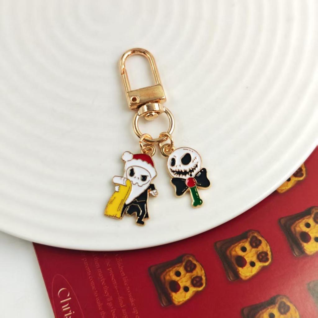 Festive Christmas Keychain: Metal Tree, Snowman & Santa Bag Charm – Stylish Small Gift