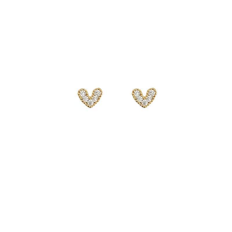 Light luxury full of diamonds, exquisite mini small love stud earrings, niche design, no need to pick earrings and ear jewelry when sleeping