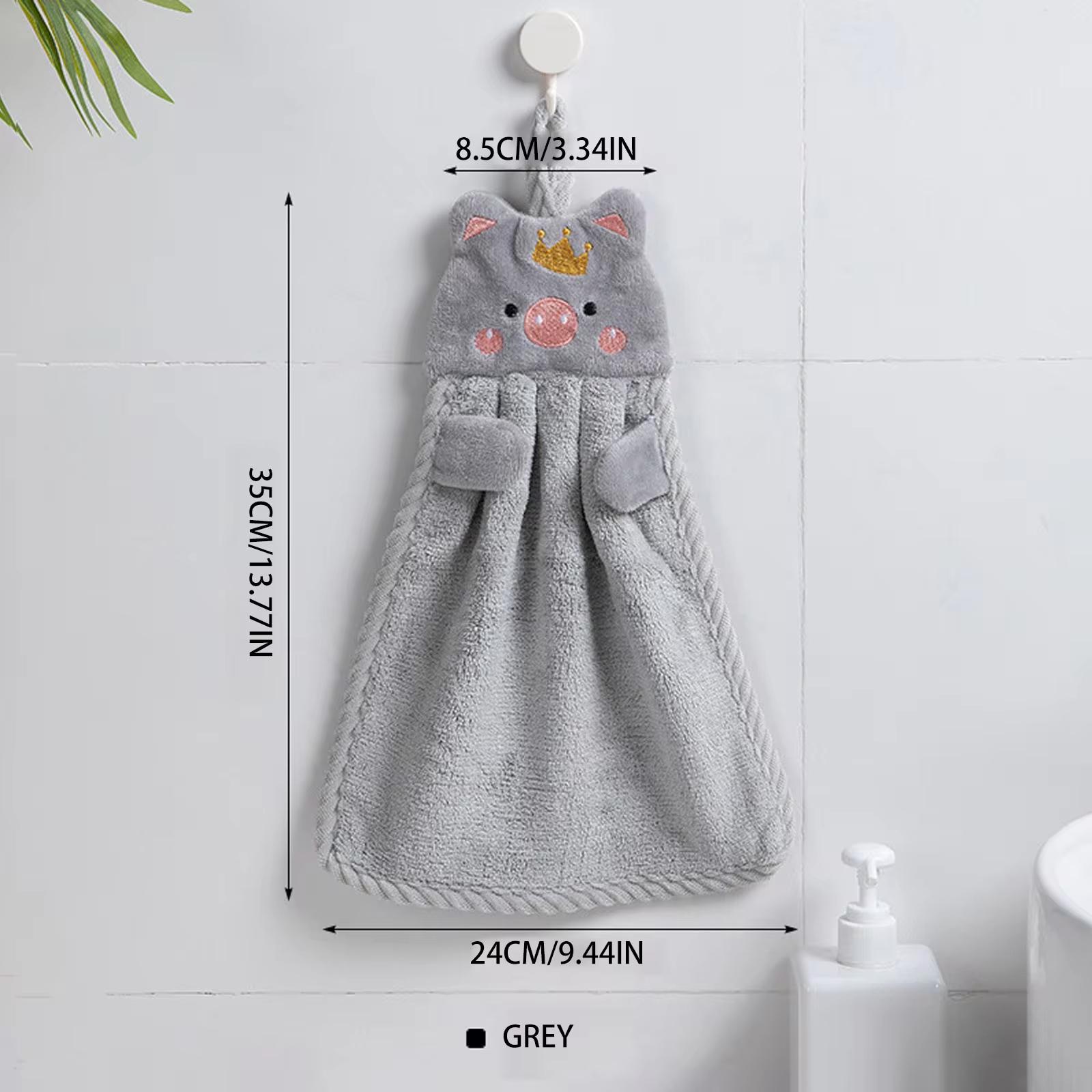 

Милое полотенце для рук в виде свиньи, бытовые махровые полотенца из кораллового бархата для ванной комнаты, кухни, мягкие петли для подвешивания, быстросохнущие впитывающие салфетки, полотенце