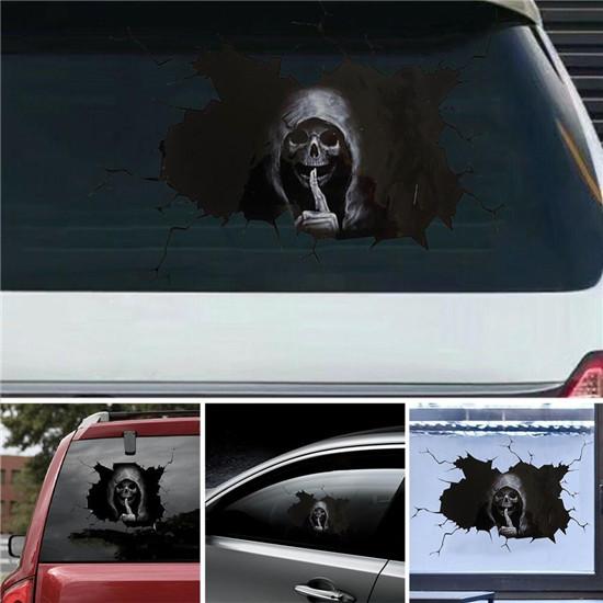 Halloween Horror Skull Car Window Stickers Horror Ghost Head Rear Window Stickers Glass Demon Stickers Waterproof