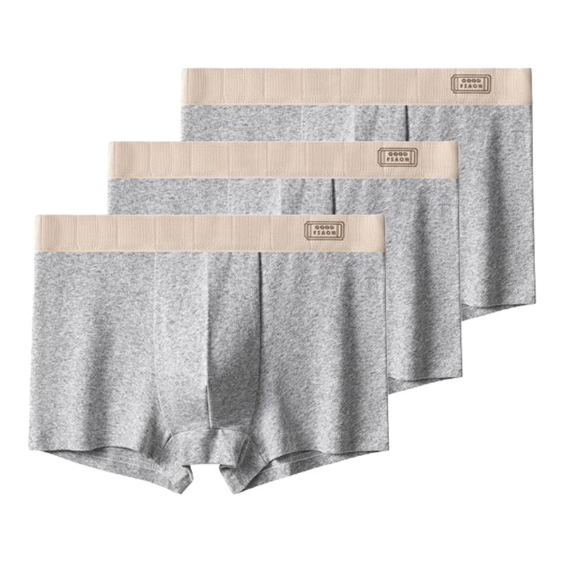 3Pcs Mens Boxer Short Briefs Splice Solid Color Breathable Comfortable Cotton Underwear Plus Size Underpants
