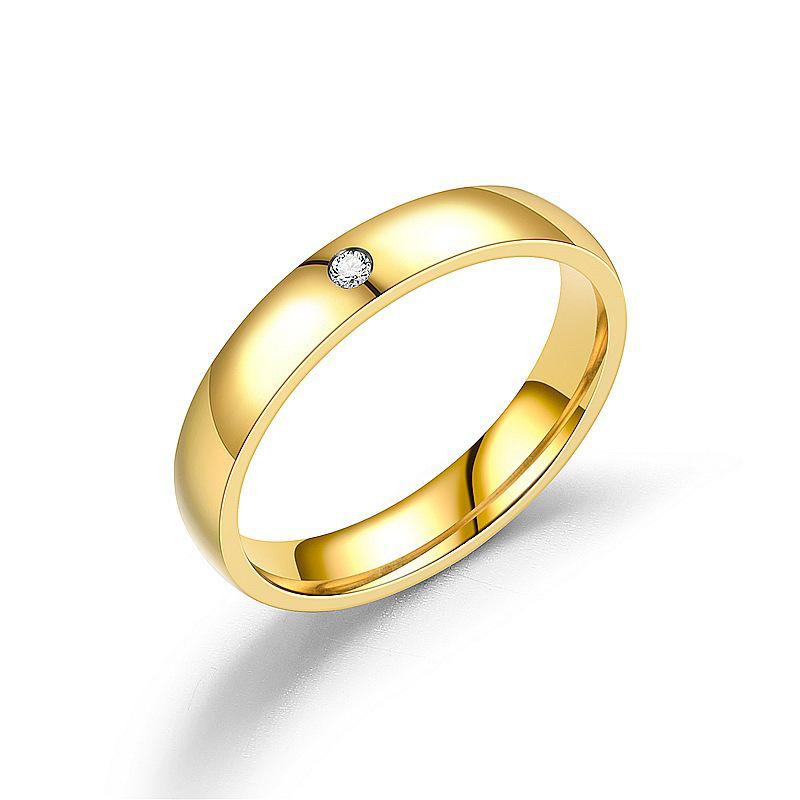 Anillo Minimalista de Banda con Diamantes Estilo Japonés Coreano para Mujer - Anillo de Pareja de Moda