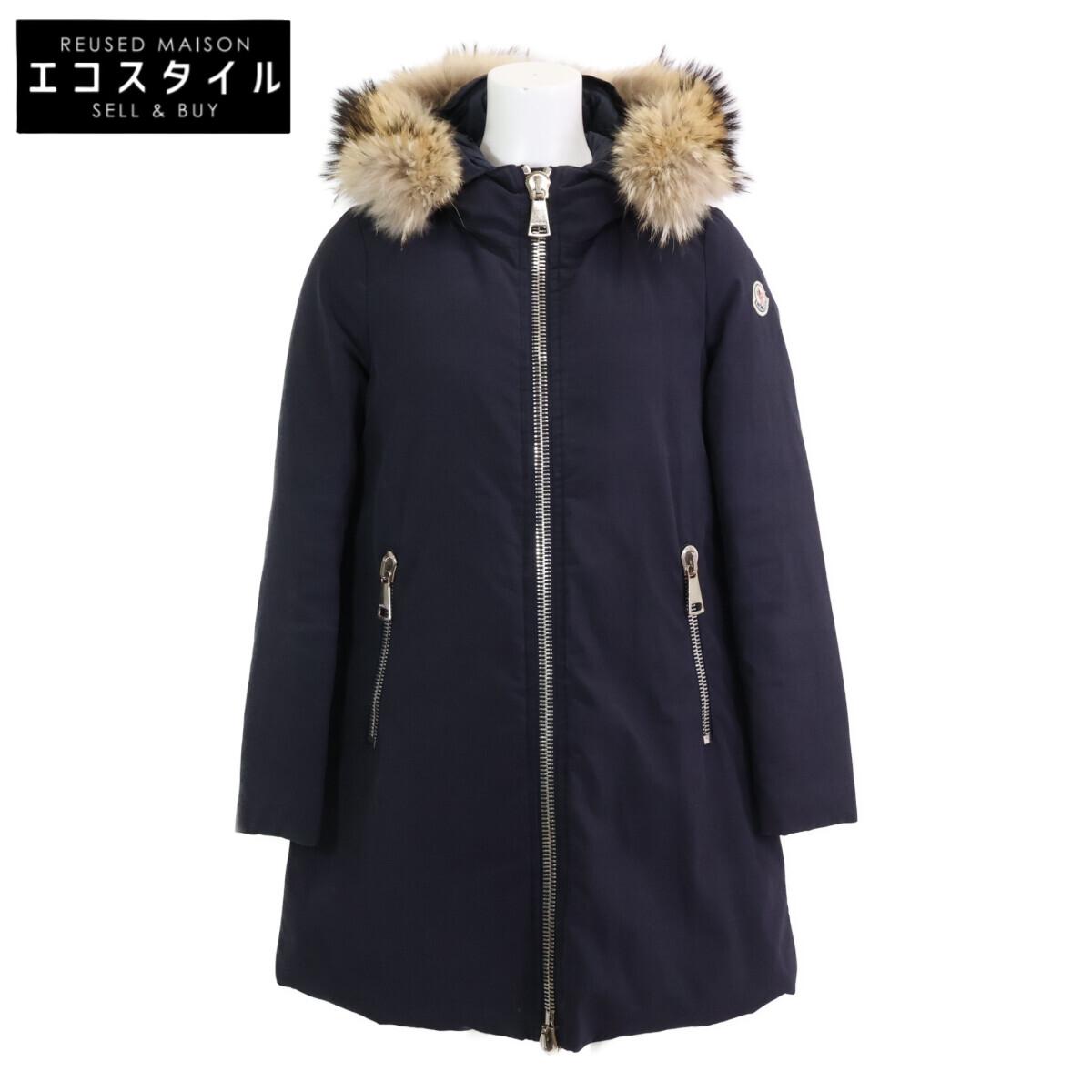 

MONCLER DIMITRA fur-trimmed down jacket coat 00 NavyUsed