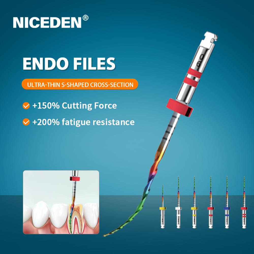 Rainbow-serien 6 stk/eske SX-F3 Blå Filer 21mm Varmeaktiverte NiTi Rotkanalfiler Kan Bøyes Endodontisk Behandling Roterende Fil 25mm