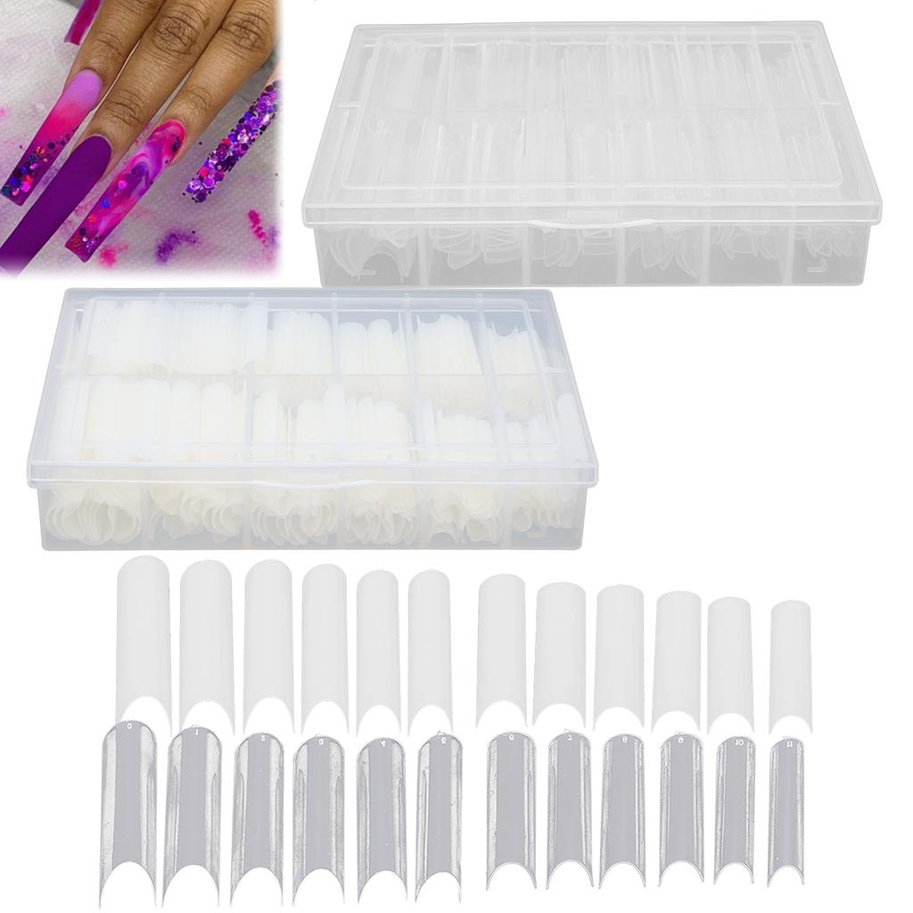 240pcs False Nail Tip Extra Long Clear Fake Artificial Nail Tips for Home Salon