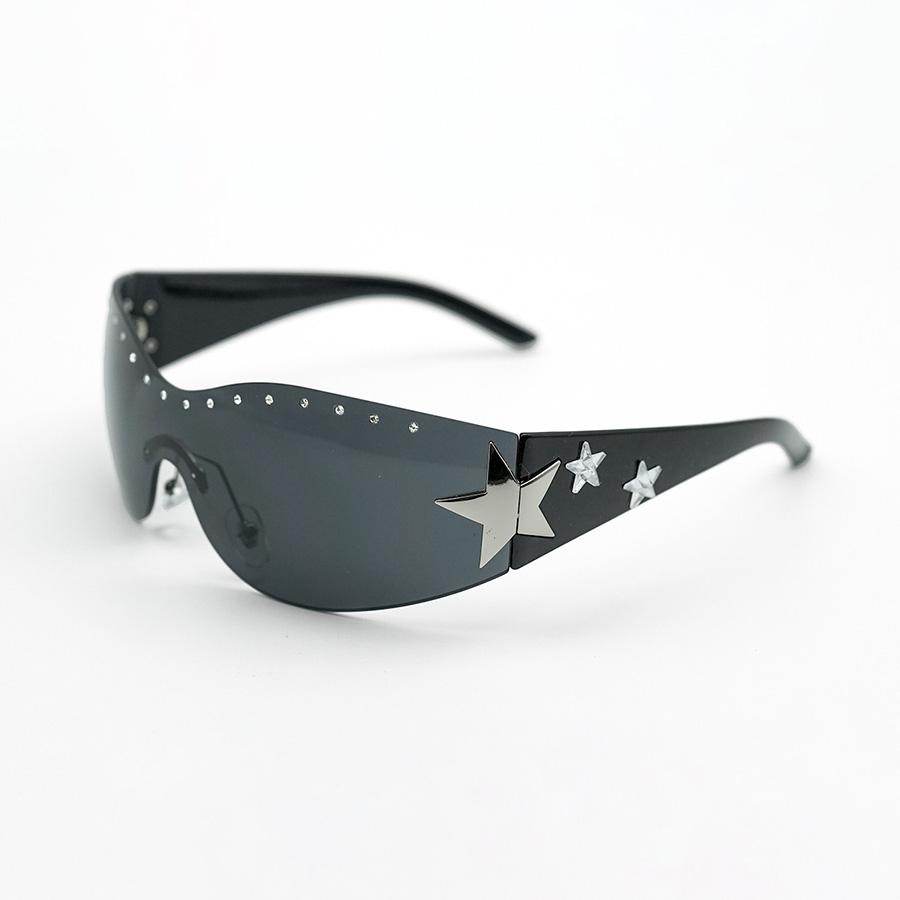 Star Wrap Around Decorative Large Frame Fashion Sunglasses Ladies Y2K Style Cool Summer Party Glasses Men