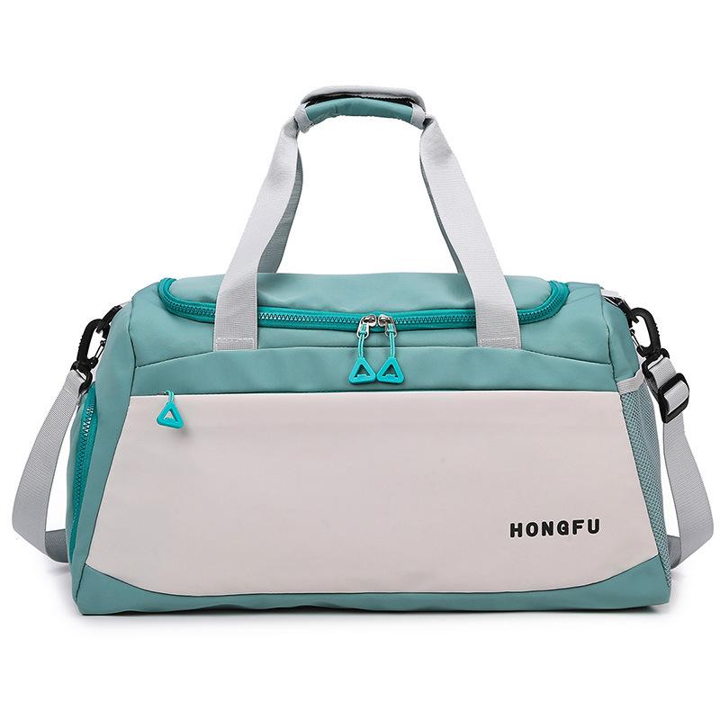 

Lightweight and stylish shoulder messenger travel bag Oxford cloth portable large-capacity moving storage bag cover tie rod luggage bag average size озеро синього кольору