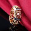 New Two-color Ring, European and American Hollow Pattern Color-separated Ring, Fashionable Zircon Jewelry