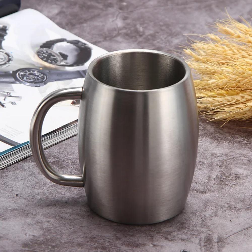 Double Wall Stainless Steel Beer Mug Portable Office Water Mugs Drinkware Coffee Cup  Home