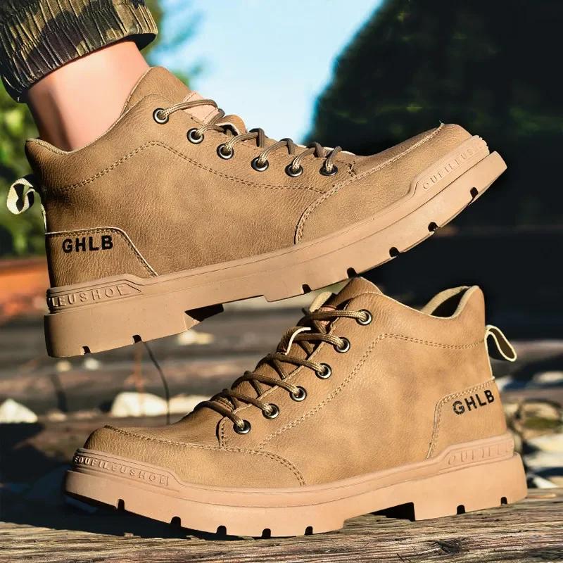 Fashion Leather Boots For Men Safety Wrok Shoes Construction Anti-smash Anti-puncture Sneakers Indestructible Male Footwear