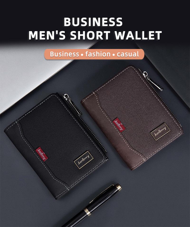 Men's Baellerry European & American Business Anti-Theft Card Holder Wallet with Zipper Coin Purse.