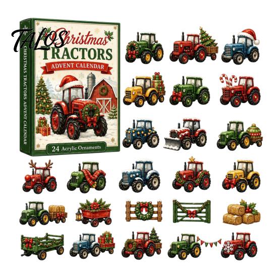 Acrylic Festive Decoration Transportation Vehicles Advent Calendar 2026 for Kids, 24 Day Christmas Countdown Set Eve Surprise with Collectible