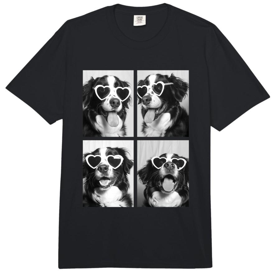 Bernese with Hearts Sunglasses Funny Valentine s Day Dogs T-shirt For Men Women 100% Cotton T Shirts Short Sleeve Tops 0126-2... S разноцветный