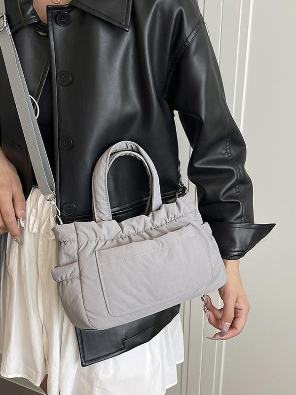 Nylon Tote Bag For Women With Zipper Closure And Mobile Pocket For Daily Use