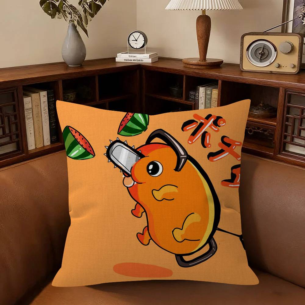 Anime Cchainsaw Man Pochita Cushion Cover Inches Farmhouse Decor Home Throw Pillow Covers for Couch Decorations