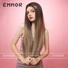 European Style Champagne Brown Long Straight Hair Wig with Bangs