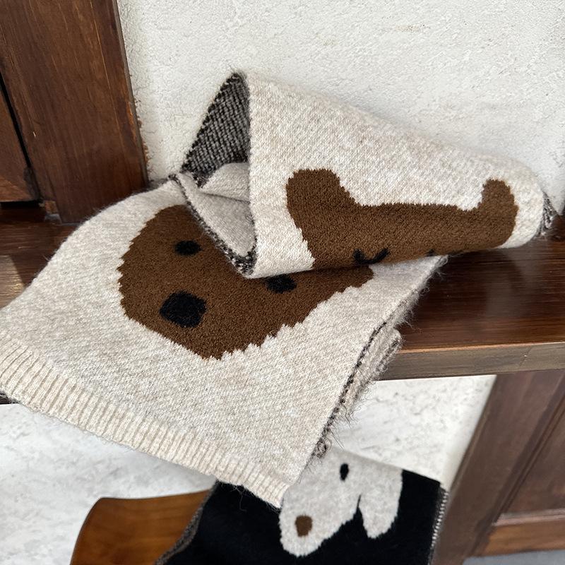 Cartoon Cute Dog Knit Scarf - Korean Style Warm & Fun Neck Warmer