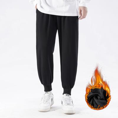 Winter Solid Color Plus Velvet Casual Pants Men 'S Sports Pants Guard Pants Men