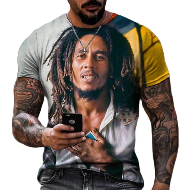 Men's 3D Rock Hip Hop Rap T-shirt Fashion Trend Street Casual Round Neck Short Sleeve Top