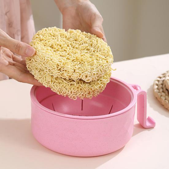 Mikrowellen-Ramen-Schüssel mit Deckel Instant-Nudelschüssel-Set mit Stäbchen Löffel und Gabel Kunststoff Tragbarer Nudelbehälter für Reisen und Zuhause Mittagessen