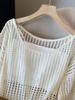 Spicy Girl Sexy Hollow-Out Long-Sleeve Knitted Sweater, 2025 Spring Collection - Loose Fit, Lightweight Women's Top