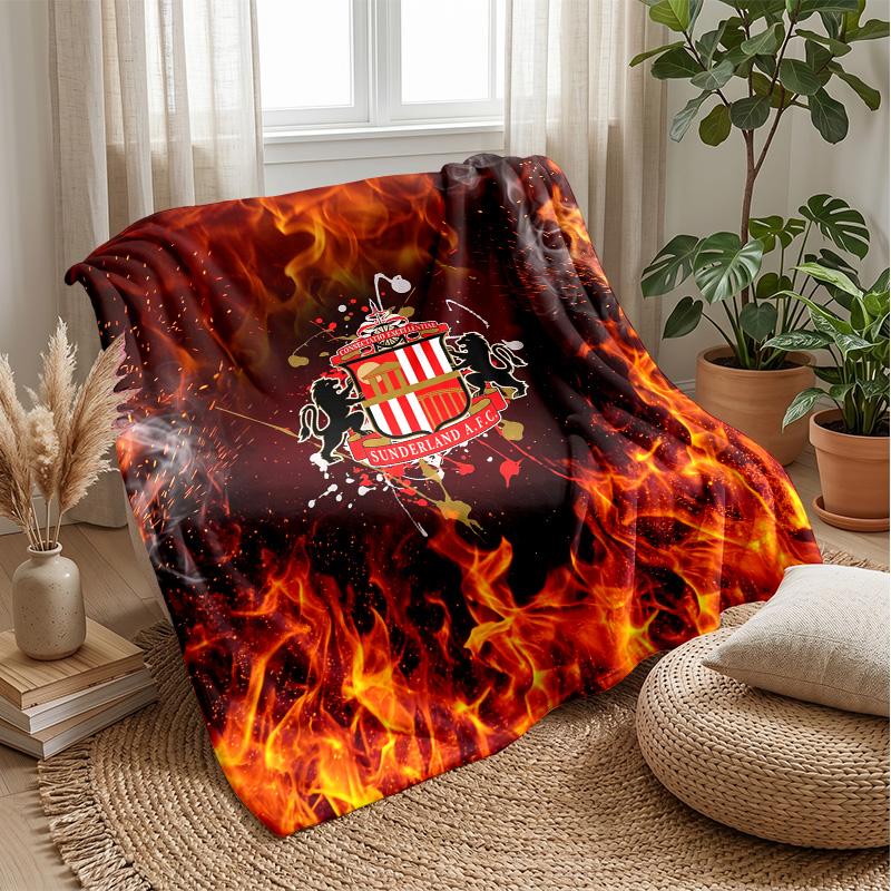 Sunderland Football Print Flannel Blanket, Soft Warm Lightweight Throw Blanket for Sofa Bed Camping
