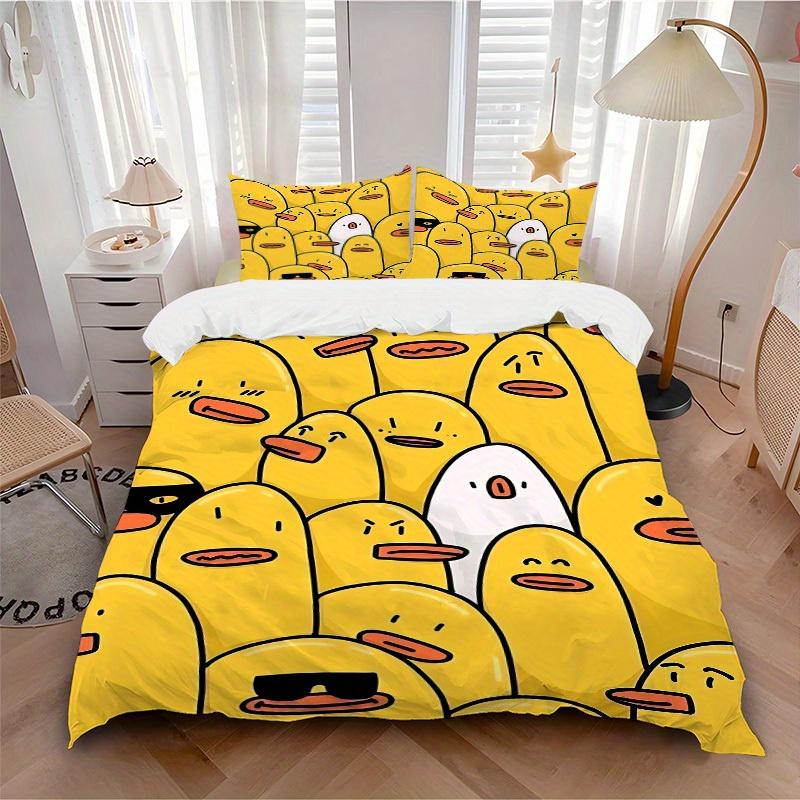 3pcs Duck Pattern Bedding Set, Breathable and Soft, Suitable for All Seasons, Ideal for Home Use, Suitable for Bedroom Decor Yy250821223