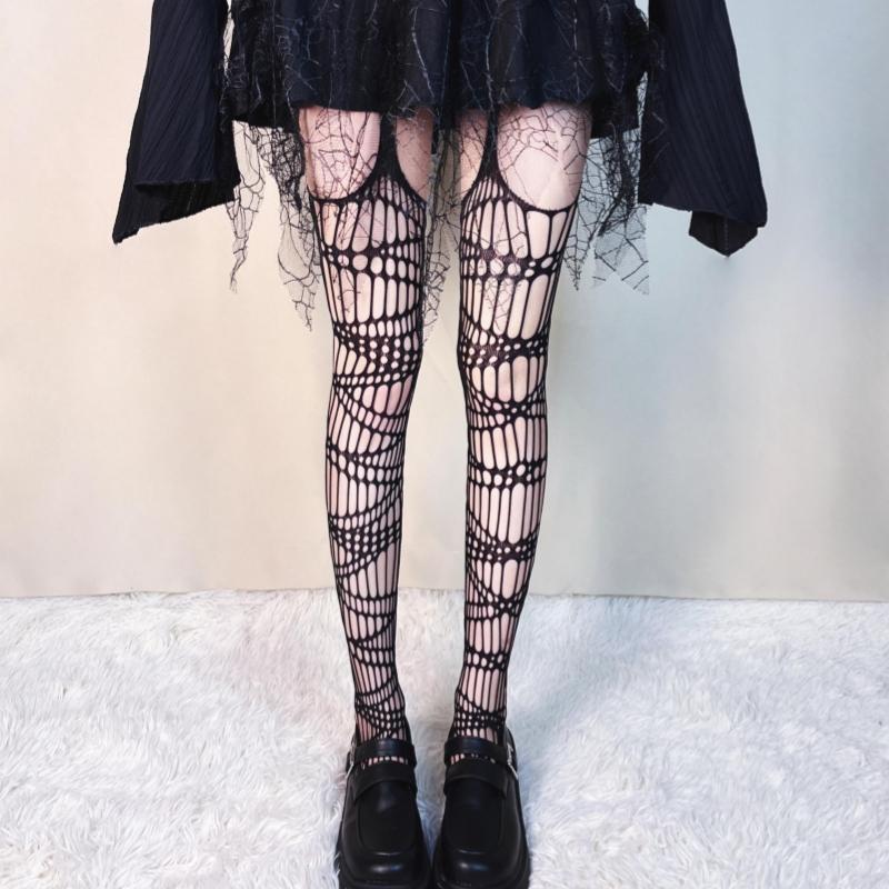 Fishnet Stockings Butterfly Roses Floral Hollow Out Sexy Suspender Pantyhose Woman Irregular Gothic Hot Girl Black Stockings