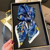 Silky Scarf Smooth Silk-Like Texture Neck Gaiter Floral Geometric Print Neckerchief Versatile Professional Accessory