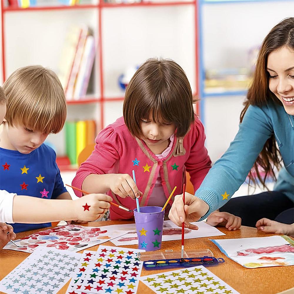 Reward Stickers for Children Colorful  Star Heart  Behavior Chart Scrapbook Sticker Student Teacher Supplies Gift Decoration
