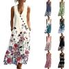 Abiti estivi da donna, morbidi, casual, midi, per vacanze al mare, prendisole con tasche