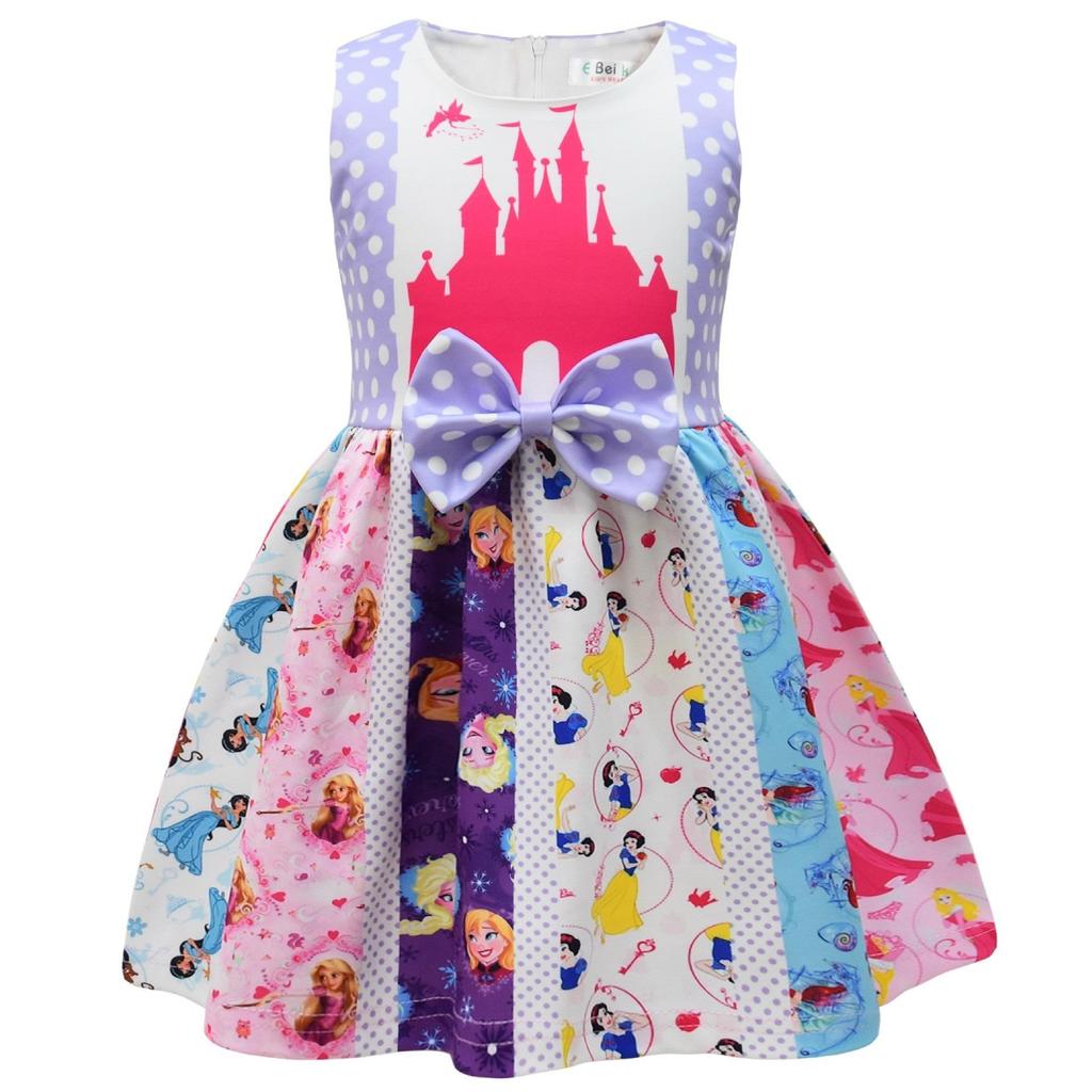 European And American Christmas Halloween Cute Princess Dress Bow 3D Digital Printing Girls Dress