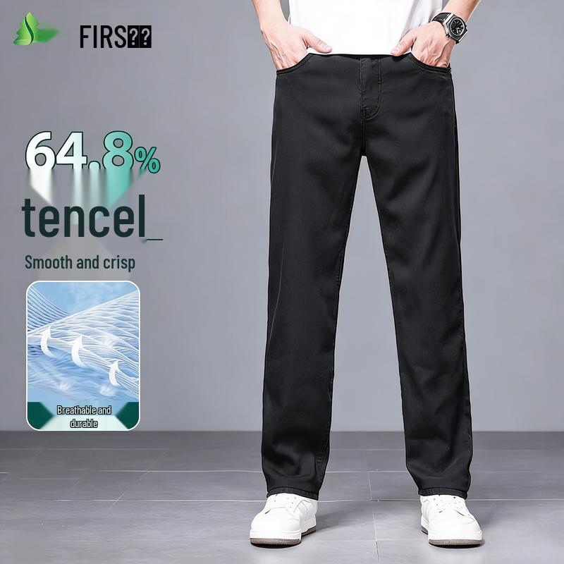 FIRS Men's Breathable Tencel Blend Lightweight Straight Jeans