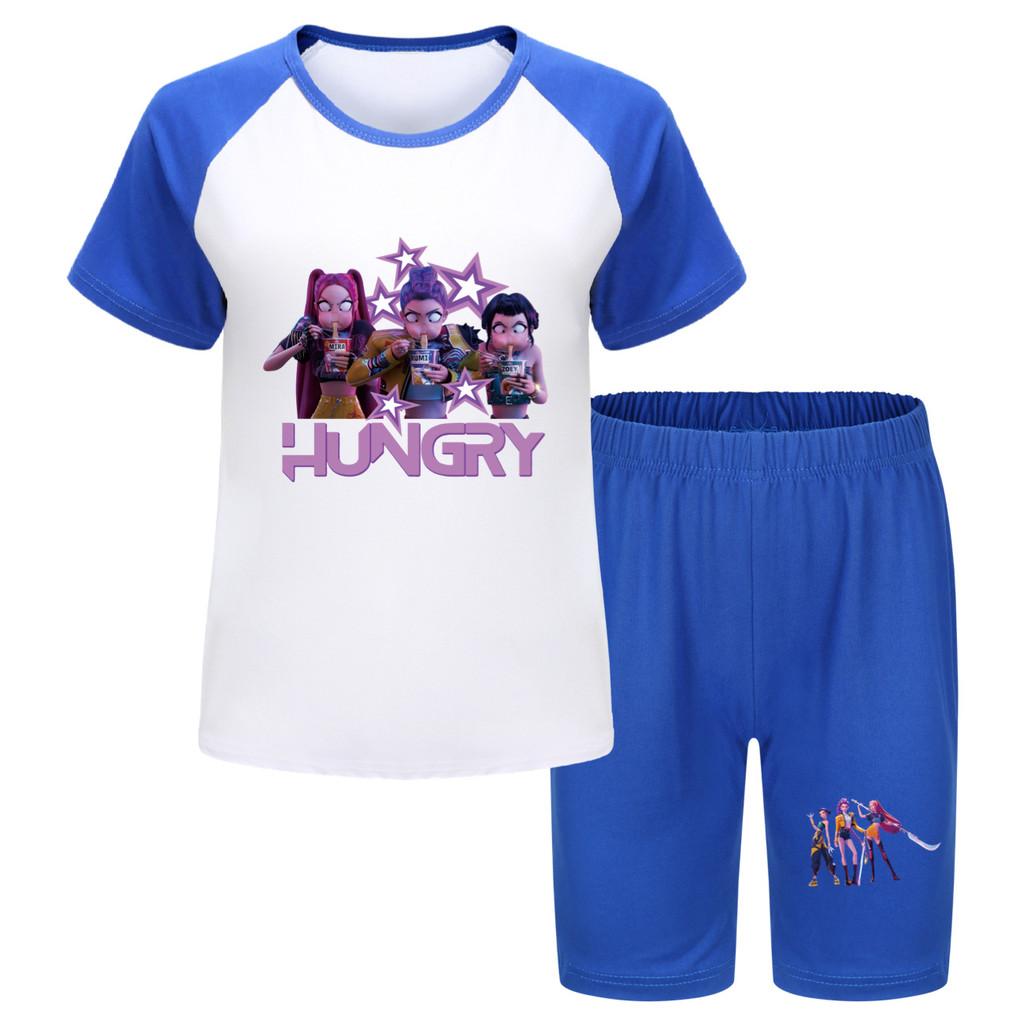 Kpop Demon Hunters Kids Summer Cotton Short Sleeve Shorts Set For Children