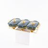 Three-grid Rectangular Ceramic Plate Soup Pot Metal Shelf Hotel Restaurant Hand-Colored Soup Pot Dry Pot Tableware Set
