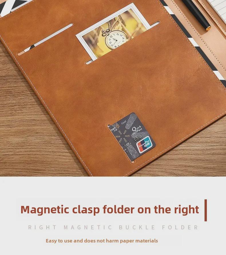 A4 Multi-Function Leather Data Folder with Detachable Notepad