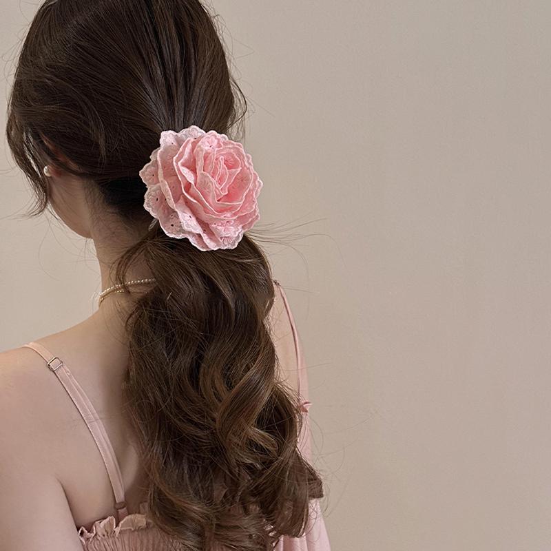 Flower Clip Rose Half-Tied Hairpin Women Headdress Big Flower Large Shark Claws