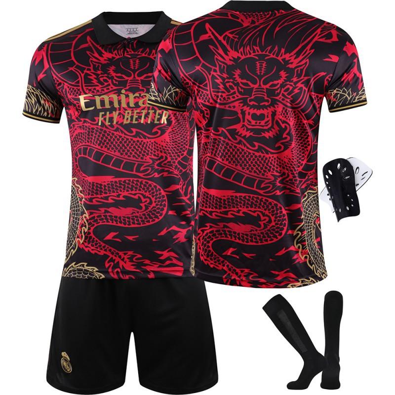 2425 Football Clothing Red Dragon Pattern Commemorative Edition No. 5 Bellingham 7C Ronaldo 9 Mbabpe Jersey Set