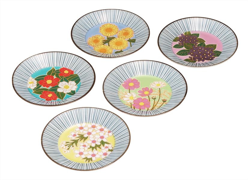 Kutani ware Iwataya 3.2-inch plate set, antique style K9-69