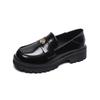 Thick-soled Women's One-pedal Black Retro Small Leather Shoes, Soft-soled Single Shoes