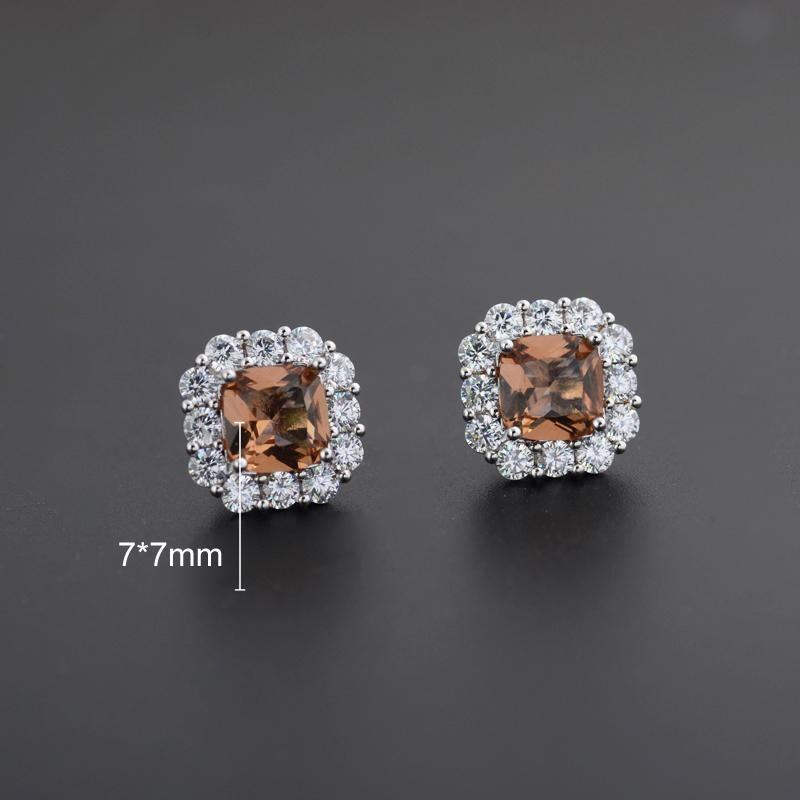 FFGems New Design Created Zultanite Stud Earrings Silver Square Stone Color Change Fine Jewelry For Women Girl Party Gift