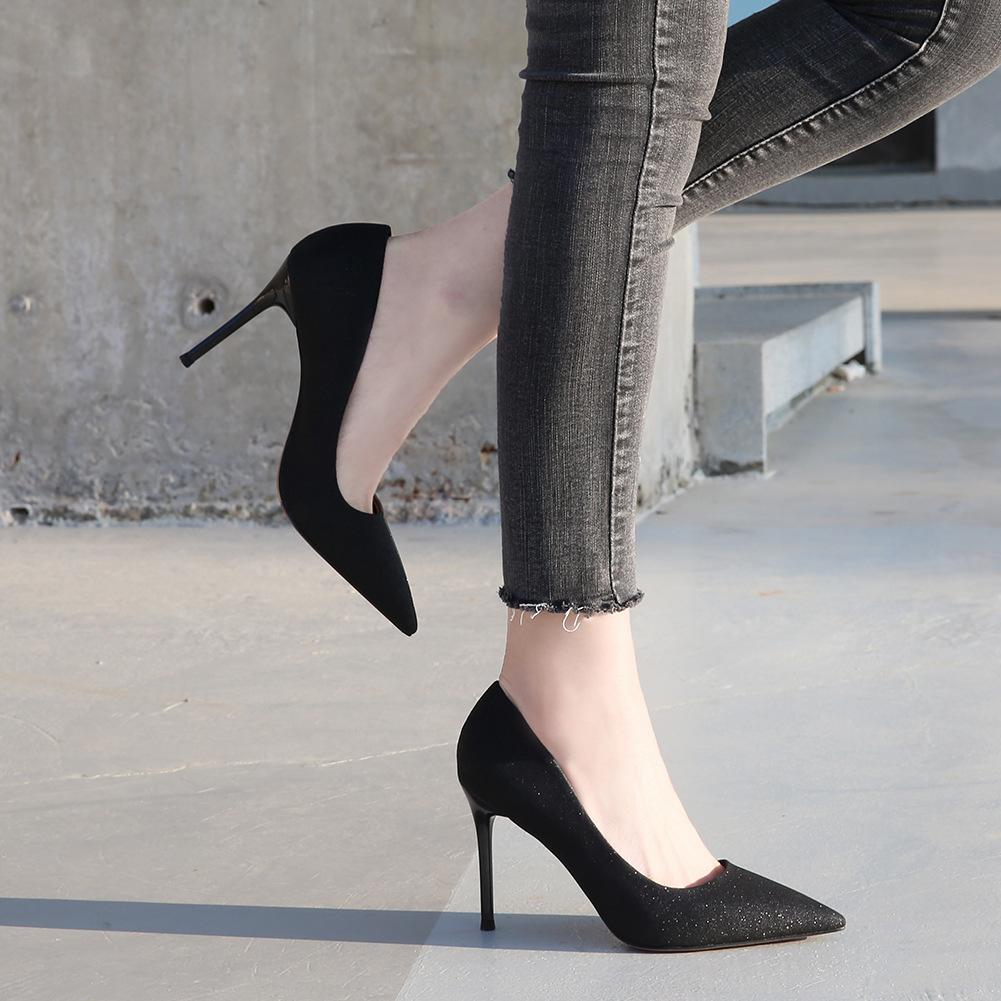 

Stylish and sexy shallow mouth pointed head welcome female wedding shoes bridesmaid high heels stiletto 35